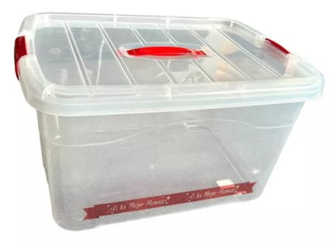 2 Caja Plástica Tupper Multihogar Tapa Click De 27 Litros