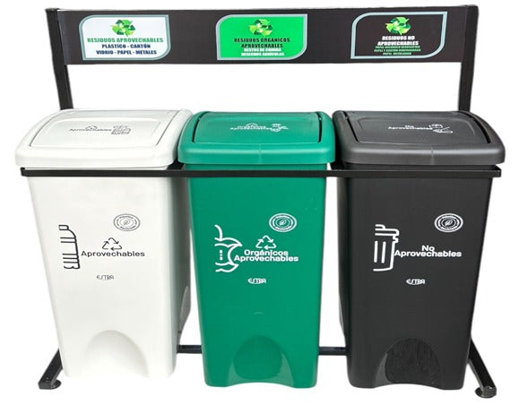 Punto ecológico 3 puestos con vaivén Capacidad de 35 litros ESTRA