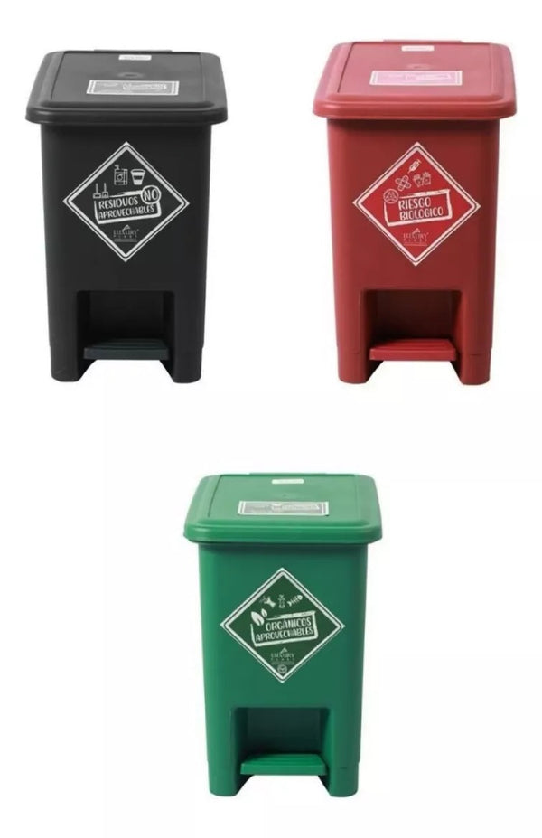 Trio de Papeleras de 8 Litros con Pedal Luxury