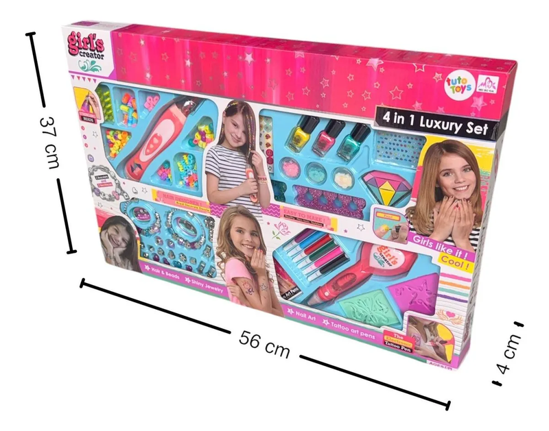 Set De Belleza 4 En 1 Uñas Bisutería Y Tatuajes Niñas