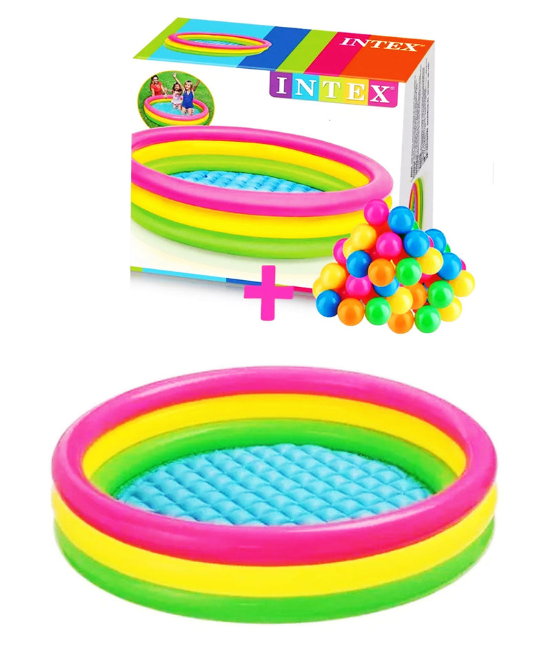 Piscina inflable diámetro de 114 cm + 100 Pelotas + Inflador