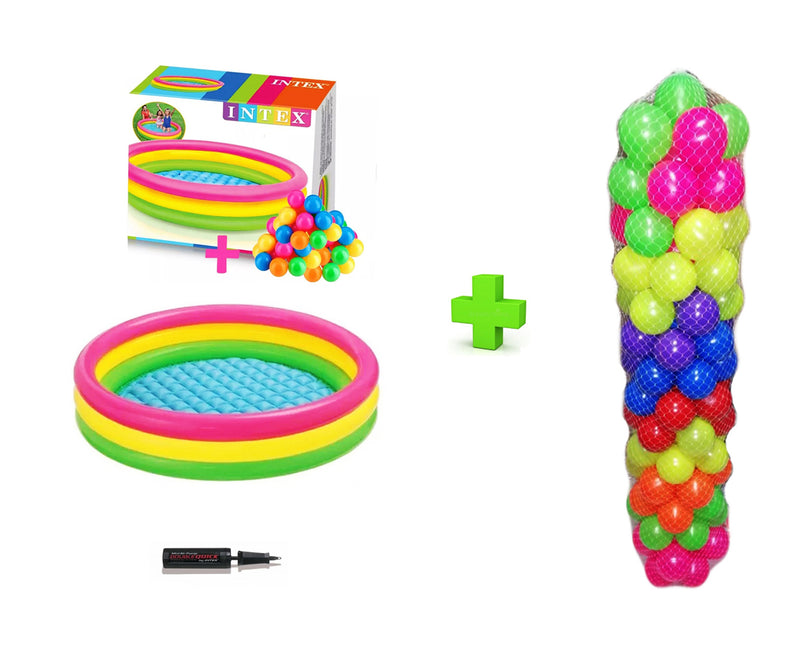 Piscina inflable diámetro de 114 cm + 100 Pelotas + Inflador