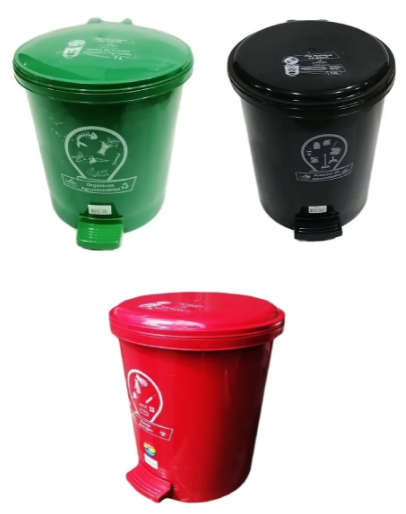 Papelera 7 Litros Tapa De Pedal Punto Eco Set X 3 Uds