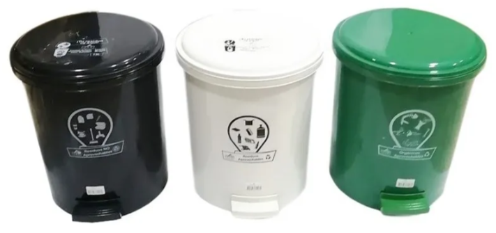 Papelera 7 Litros Tapa De Pedal Punto Eco Set X 3 Uds