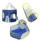 Carpa cohete con túnel piscina + 20 pelotas plásticas