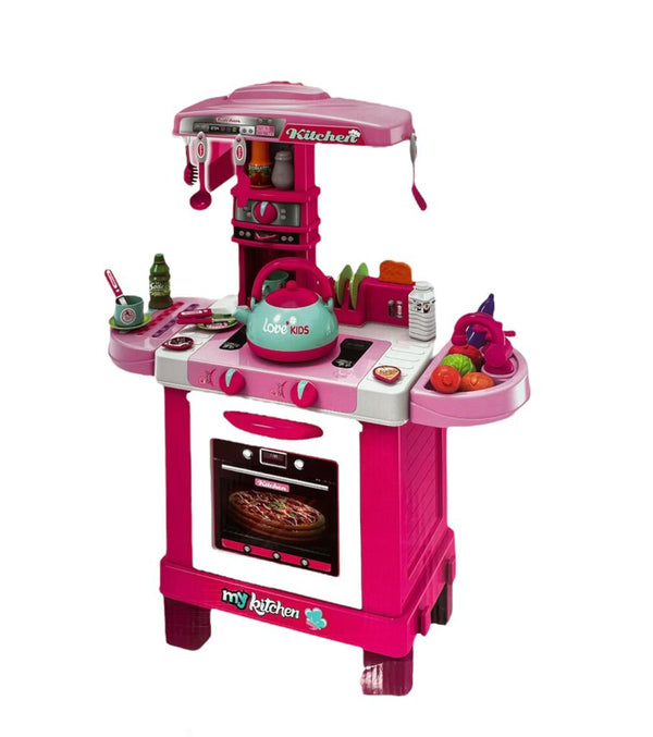 Cocina infantil con accesorios, luces y sonido, tetera con vapor