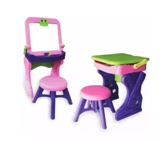 Escritorio Infantil con tablero acrílico y silla Color rosado